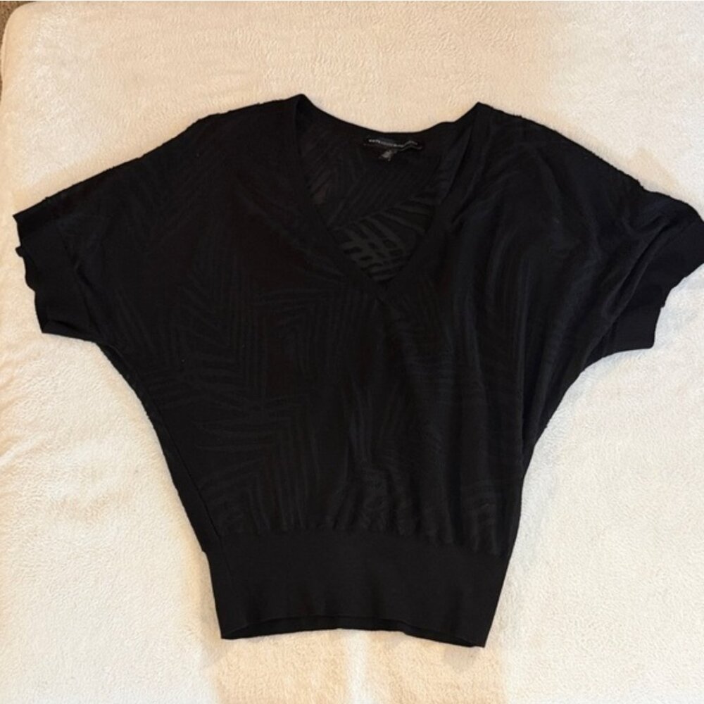 White House Black Market Black V-Neck Blouse size M-L